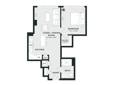 A black and white image of a floor plan for a home.